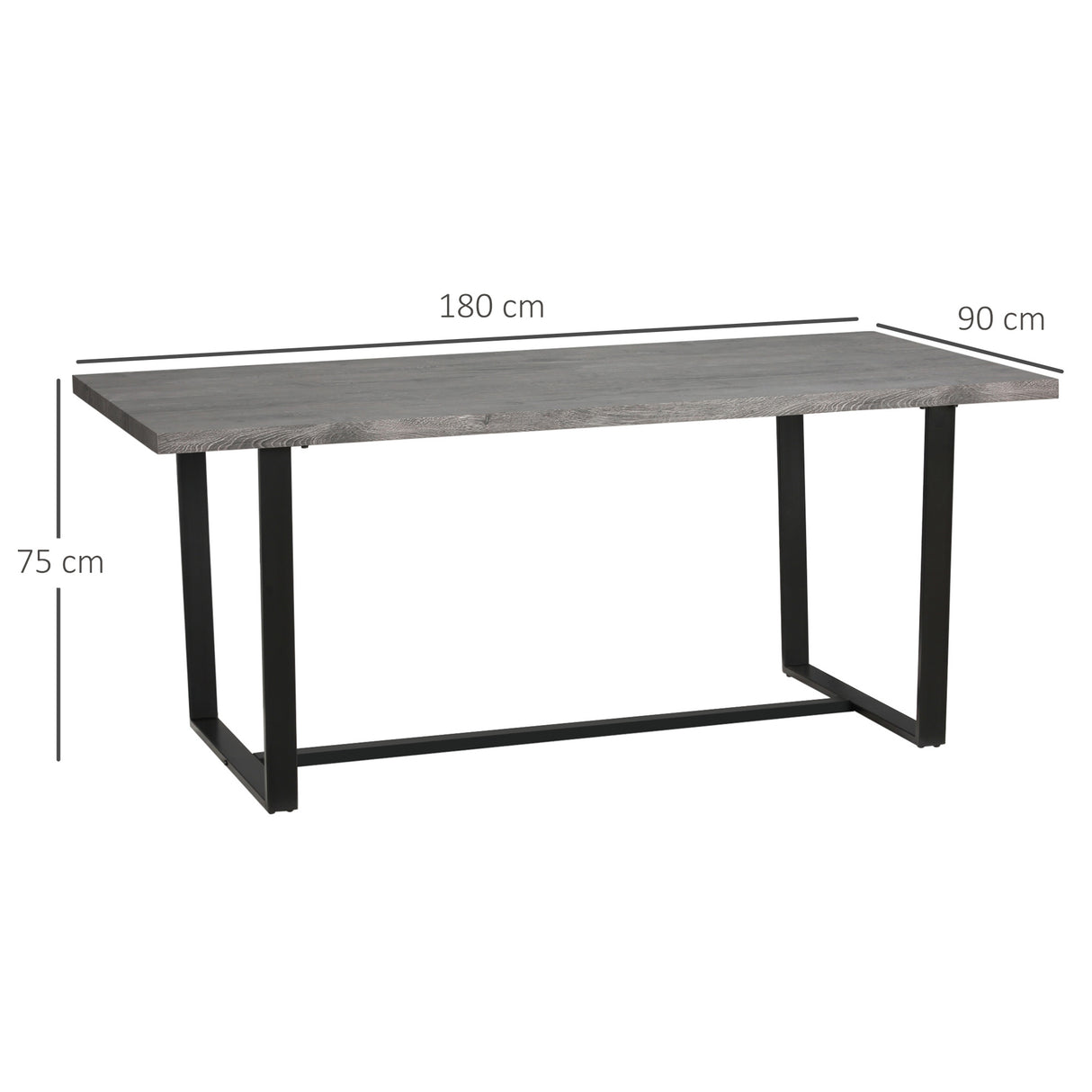 easycomfort easycomfort tavolo da pranzo rettangolare stile industriale per 8 persone 180x90x75cm grigio e nero