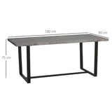 easycomfort easycomfort tavolo da pranzo rettangolare stile industriale per 8 persone 180x90x75cm grigio e nero