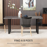 easycomfort easycomfort tavolo da pranzo rettangolare stile industriale per 8 persone 180x90x75cm grigio e nero