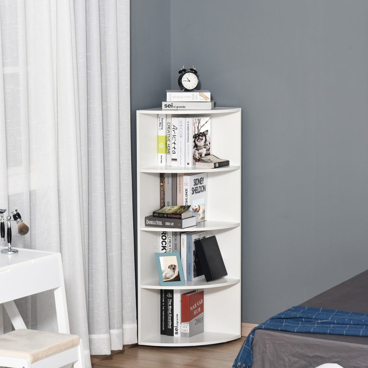 easycomfort easycomfort libreria ad angolo 4 ripiani a muro e parete 39 5x39 5x120cm bianco legno ean 8054144131085