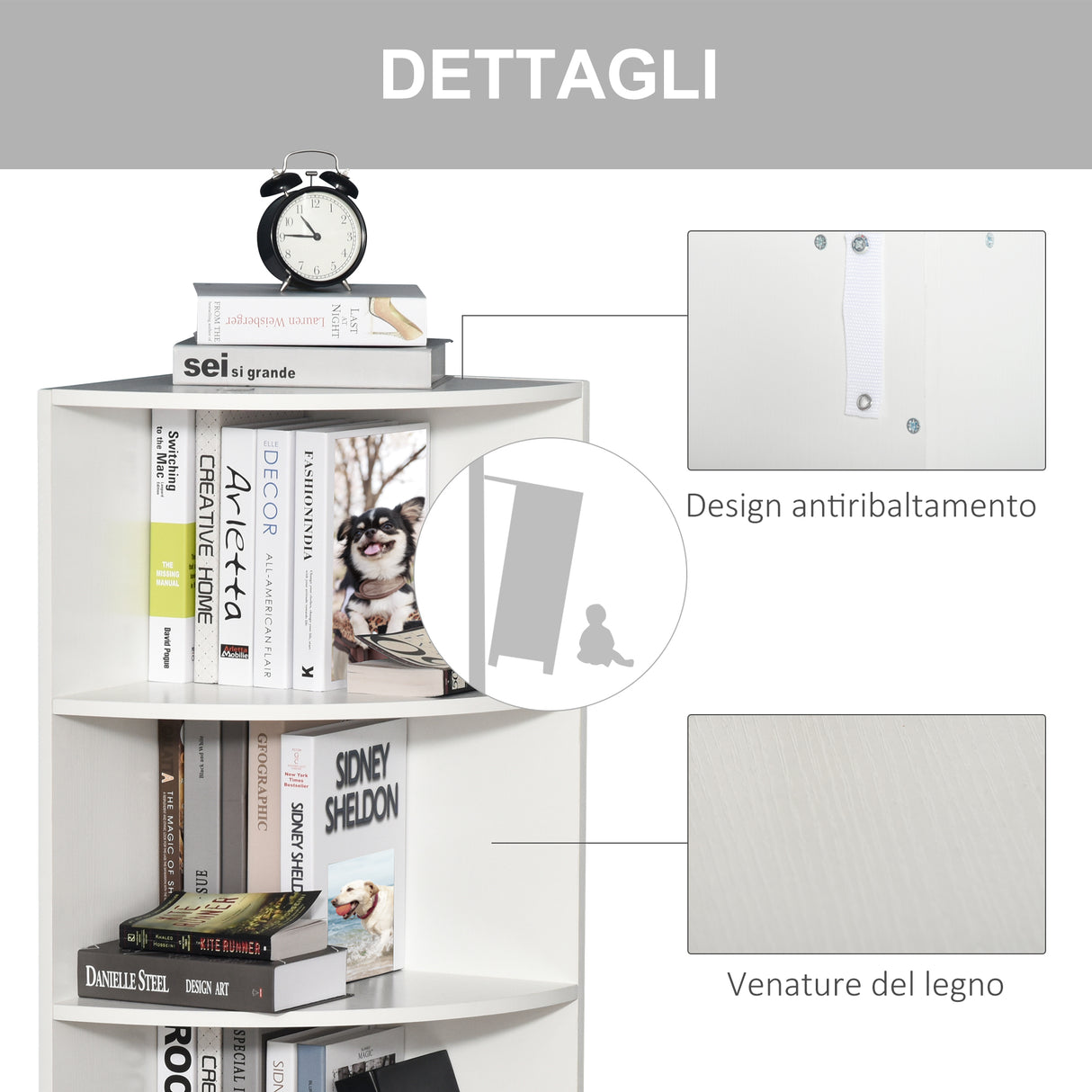 easycomfort easycomfort libreria ad angolo 4 ripiani a muro e parete 39 5x39 5x120cm bianco legno ean 8054144131085