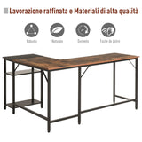 easycomfort easycomfort scrivania angolare per computer stile industriale con ripiano laterale nera ean 8054144130255