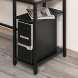 easycomfort easycomfort scrivania angolare per computer stile industriale con ripiano laterale nera ean 8054144130255