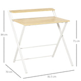 easycomfort easycomfort scrivania pieghevole salvaspazio con mensola superiore per camera e ufficio 81 5x70x84cm color legno e bianco