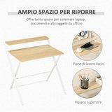 easycomfort easycomfort scrivania pieghevole salvaspazio con mensola superiore per camera e ufficio 81 5x70x84cm color legno e bianco