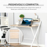 easycomfort easycomfort scrivania pieghevole salvaspazio con mensola superiore per camera e ufficio 81 5x70x84cm color legno e bianco