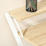 easycomfort easycomfort scrivania pieghevole salvaspazio con mensola superiore per camera e ufficio 81 5x70x84cm color legno e bianco