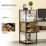 easycomfort easycomfort scrivania pc con scaffale e cassetti in legno truciolato e acciaio 140x50x110cm