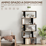 easycomfort easycomfort libreria moderna asimmetrica a parete con 5 ripiani in legno 70x29 5x163cm marrone rustico