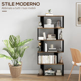 easycomfort easycomfort libreria moderna asimmetrica a parete con 5 ripiani in legno 70x29 5x163cm marrone rustico