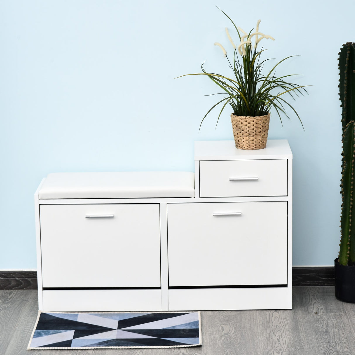 easycomfort easycomfort scarpiera portascarpe robusta design moderno 12 paia di scarpe sedile con cuscino da ingresso in legno truciolato 945 x 57 x 30 cm bianco ean 8054144131733