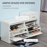 easycomfort easycomfort scarpiera portascarpe robusta design moderno 12 paia di scarpe sedile con cuscino da ingresso in legno truciolato 945 x 57 x 30 cm bianco ean 8054144131733
