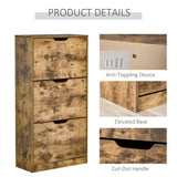 easycomfort easycomfort mobile scarpiera salvaspazio a 3 ante con mensole regolabili per 12 18 scarpe in legno marrone rustico