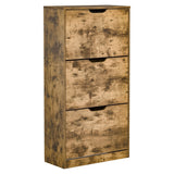 easycomfort easycomfort mobile scarpiera salvaspazio a 3 ante con mensole regolabili per 12 18 scarpe in legno marrone rustico