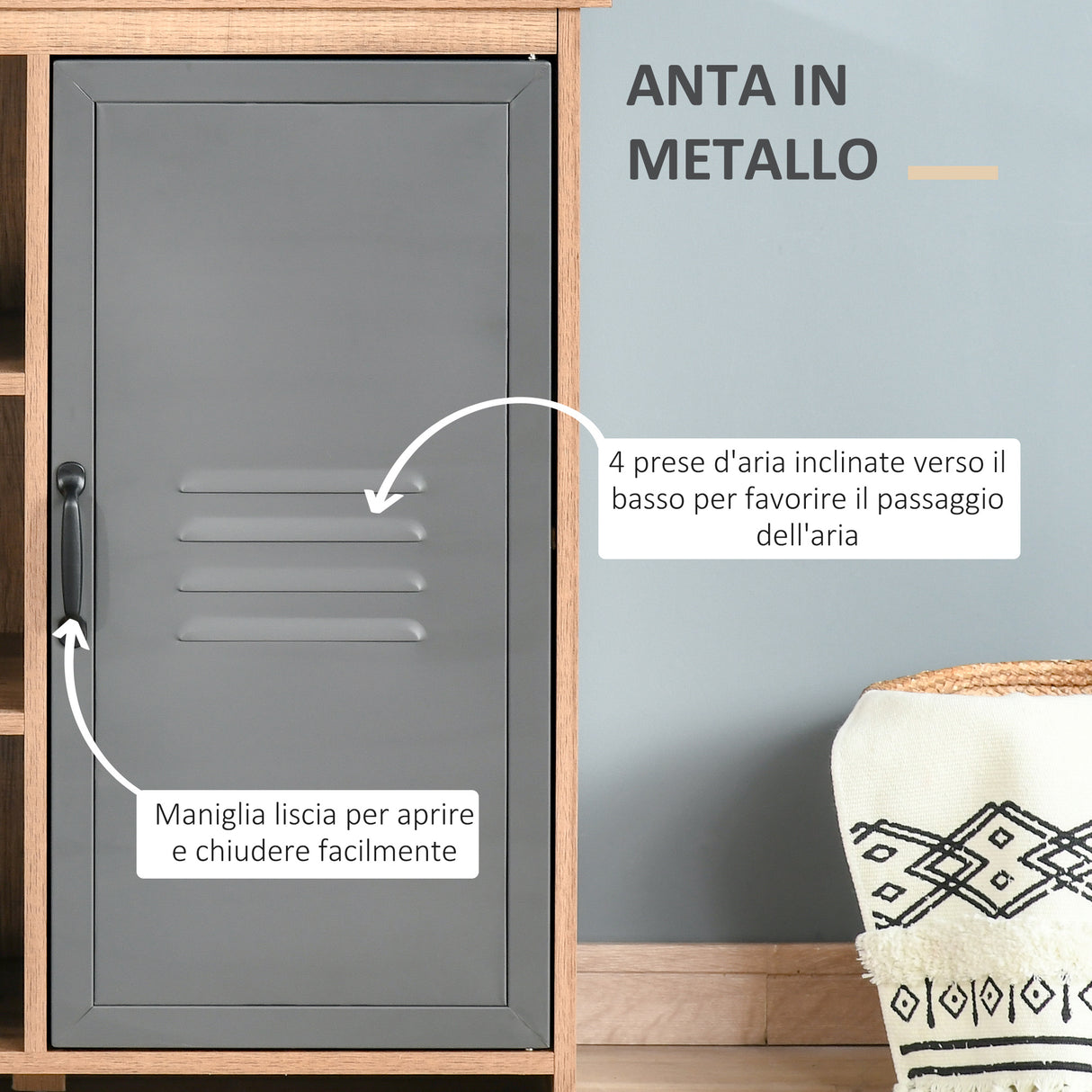 easycomfort easycomfort mobiletto multiuso con ripiani e armadietto in legno con anta in metallo mobile per soggiorno e cucina 80x35x82cm marrone grigio