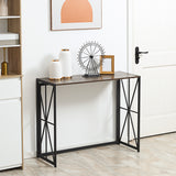 easycomfort easycomfort tavolo consolle da ingresso stile industriale pieghevole in legno e metallo 100x38x80cm marrone