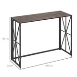 easycomfort easycomfort tavolo consolle da ingresso stile industriale pieghevole in legno e metallo 100x38x80cm marrone
