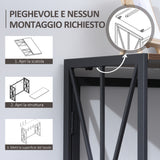 easycomfort easycomfort tavolo consolle da ingresso stile industriale pieghevole in legno e metallo 100x38x80cm marrone