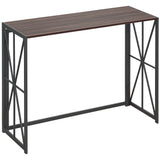 easycomfort easycomfort tavolo consolle da ingresso stile industriale pieghevole in legno e metallo 100x38x80cm marrone