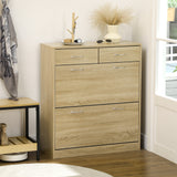 easycomfort easycomfort mobile scarpiera in truciolato con 2 ripiani interni regolabili e 2 cassetti 80x30x91 5 cm