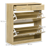 easycomfort easycomfort mobile scarpiera in truciolato con 2 ripiani interni regolabili e 2 cassetti 80x30x91 5 cm