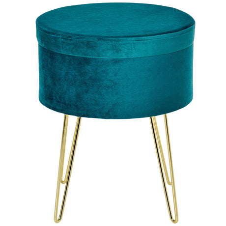 easycomfort easycomfort pouf contenitore 2 in 1 con funzione sgabello e tavolino in legno e velluto verde metallo con finitura oro 36x36x45cm ean 8054111847643