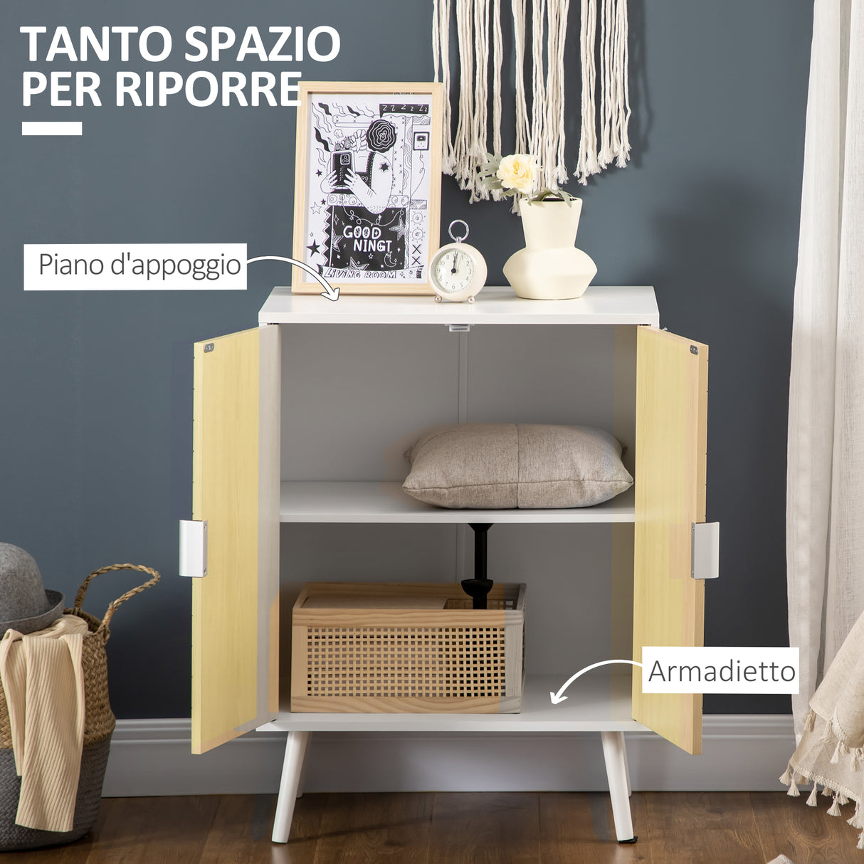 easycomfort easycomfort credenza moderna in legno mobiletto multiuso con ripiani per soggiorno camera o ingresso con 2 antine e mensola regolabile 60x40x80cm