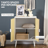 easycomfort easycomfort credenza moderna in legno mobiletto multiuso con ripiani per soggiorno camera o ingresso con 2 antine e mensola regolabile 60x40x80cm
