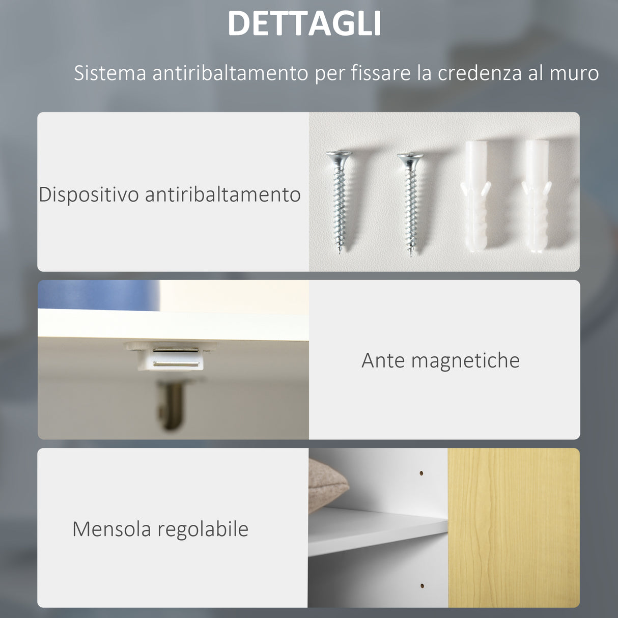 easycomfort easycomfort credenza moderna in legno mobiletto multiuso con ripiani per soggiorno camera o ingresso con 2 antine e mensola regolabile 60x40x80cm