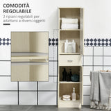 easycomfort easycomfort mobile bagno in legno con cassetto 2 armadietti e ripiani regolabili 34x34x150 cm color legno