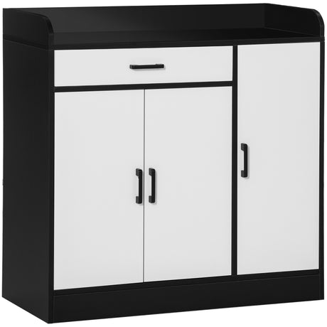 easycomfort easycomfort mobiletto da cucina moderno in mdf con 2 armadietti 1 cassetto e ripiani regolabili 90x40x90 cm bianco e nero