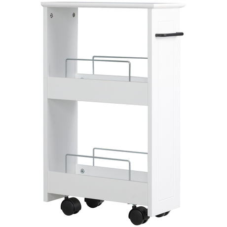 easycomfort easycomfort carrello salvaspazio multiuso in legno mdf e ruote 42 5x20 3x66 7cm bianco