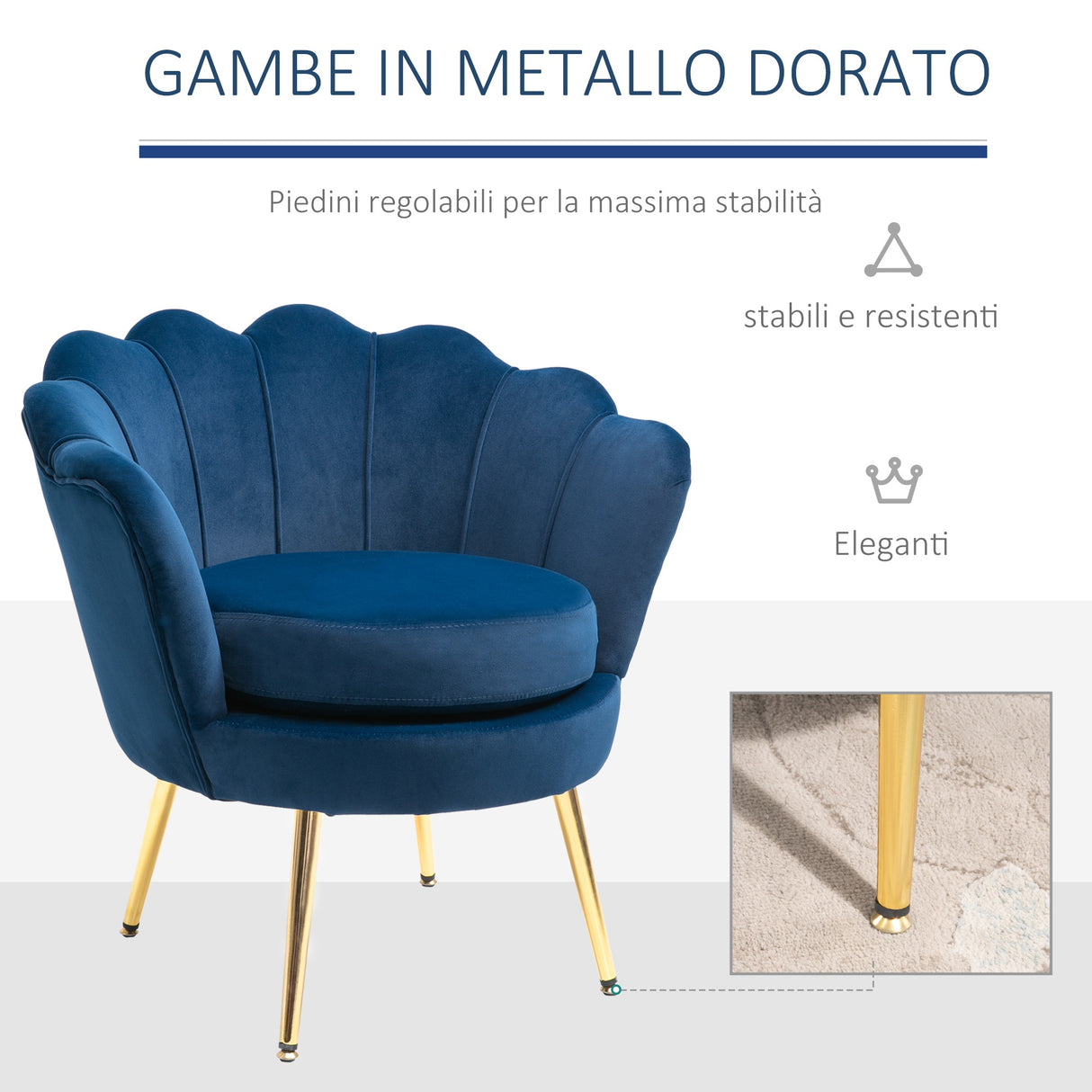 easycomfort easycomfort poltrona vintage di design in velluto blu poltroncina da camera con schienale alto 76x67x74cm