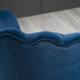easycomfort easycomfort poltrona vintage di design in velluto blu poltroncina da camera con schienale alto 76x67x74cm