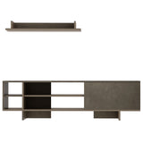 easycomfort easycomfort set mobile porta tv con armadietto e mensola da appendere in legno 160x35 6x44cm grigio