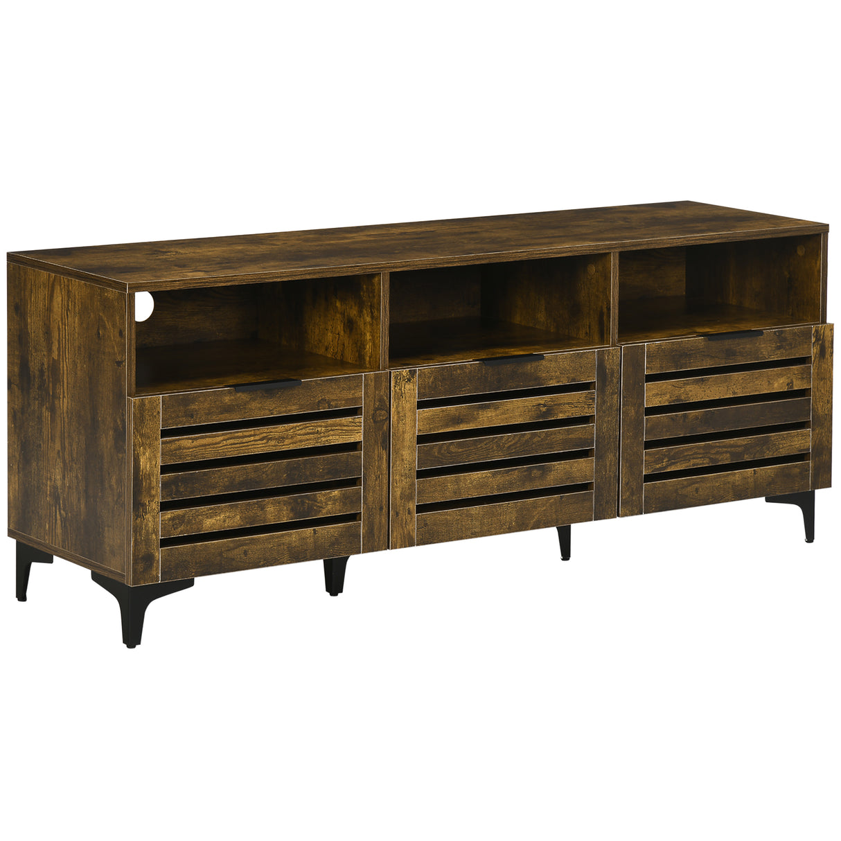 easycomfort easycomfort mobile tv 65 max con 3 cassetti 2 armadietti e foro passacavi in truciolato 140 4x36x55 cm marrone