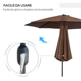 easycomfort easycomfort ombrellone da giardino con manovella e testa inclinabile 300x245cm caffe