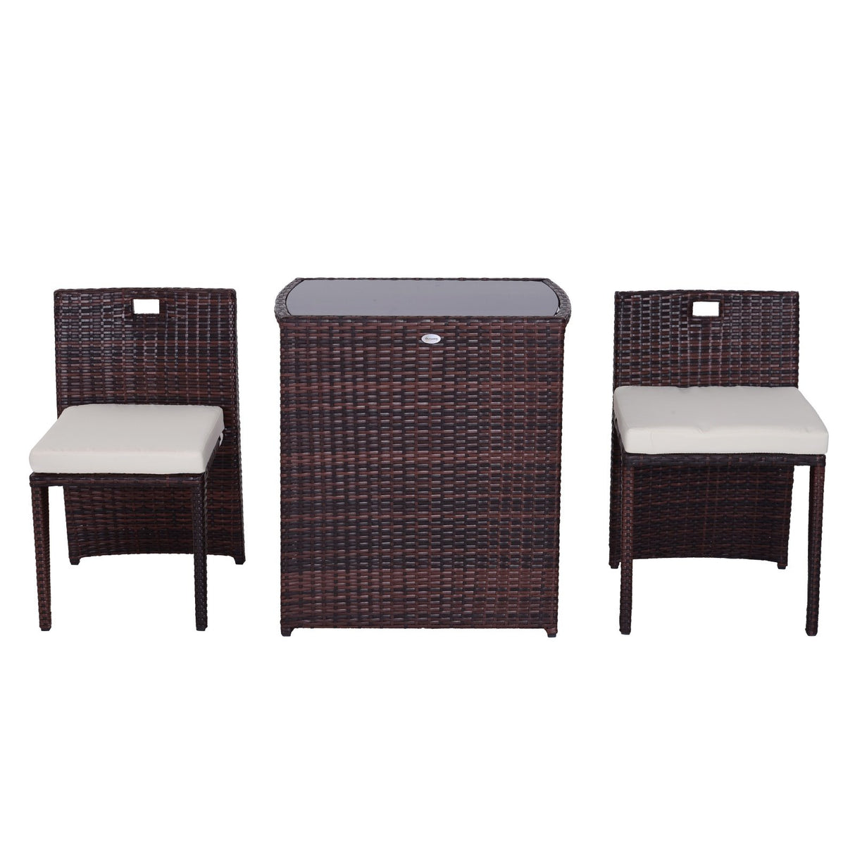 easycomfort easycomfort set mobili da giardino in rattan e ferro 3 pz set di tavolino e sedia con cuscino marrone e nero