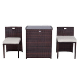 easycomfort easycomfort set mobili da giardino in rattan e ferro 3 pz set di tavolino e sedia con cuscino marrone e nero