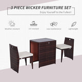 easycomfort easycomfort set mobili da giardino in rattan e ferro 3 pz set di tavolino e sedia con cuscino marrone e nero