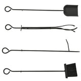 easycomfort portalegna da interno ed esterno in metallo con paletta scopa attizzatoio e pinza nero