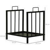 easycomfort portalegna da interno ed esterno in metallo con 2 manici e base rialzata per 50kg di legna nero