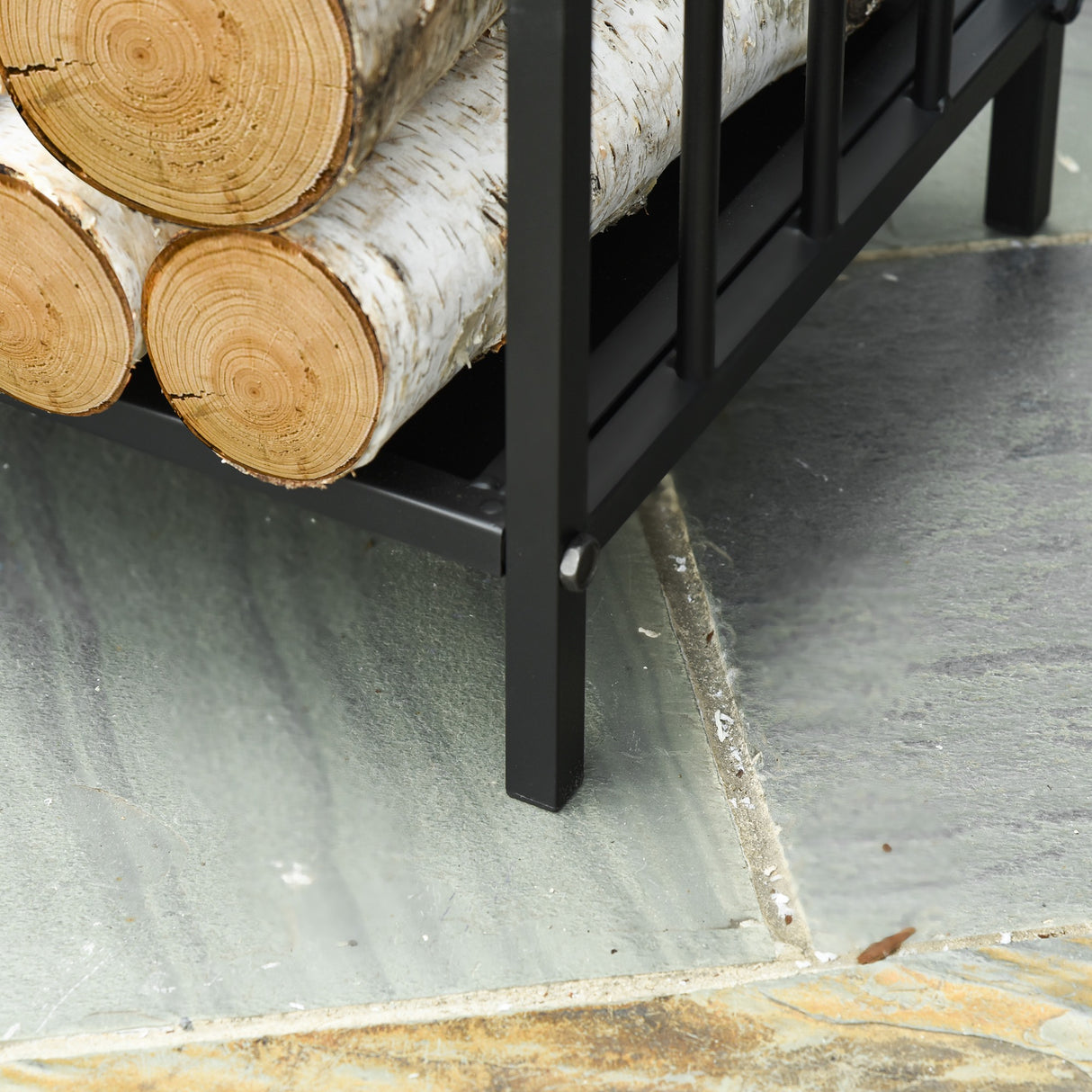 easycomfort portalegna da interno ed esterno in metallo con 2 manici e base rialzata per 50kg di legna nero