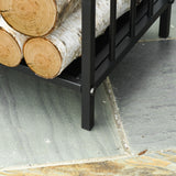 easycomfort portalegna da interno ed esterno in metallo con 2 manici e base rialzata per 50kg di legna nero