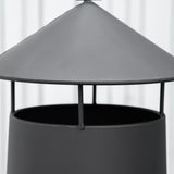 easycomfort braciere da giardino in metallo con camino porta legna e attizzatoio 44.5x133cm nero