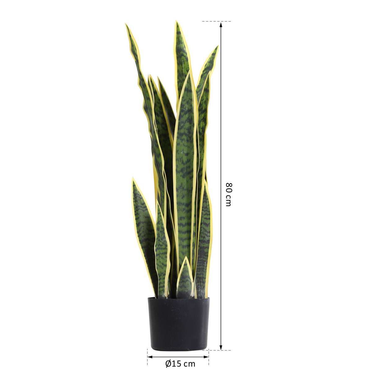 easycomfort easycomfort sanseveria artificiale pianta da esterno e interno con vaso decorativo realistica verde e giallo 15cm x 80cm