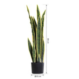 easycomfort easycomfort sanseveria artificiale pianta da esterno e interno con vaso decorativo realistica verde e giallo 15cm x 80cm