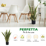 easycomfort easycomfort sanseveria artificiale pianta da esterno e interno con vaso decorativo realistica verde e giallo 15cm x 80cm