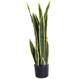 easycomfort easycomfort sanseveria artificiale pianta da esterno e interno con vaso decorativo realistica verde e giallo 15cm x 80cm