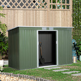 easycomfort casetta da giardino porta utensili in lamiera di acciaio con porte scorrevoli 280x130x172cm verde chiaro
